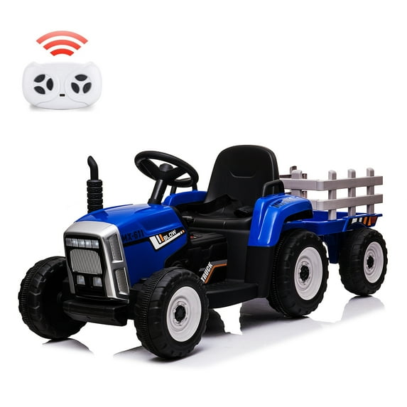 Shininglove Electric Kids Ride on Car Battery Powered Tractor Christmas Gifts Toys, Blue, 25W-Treaded Tires