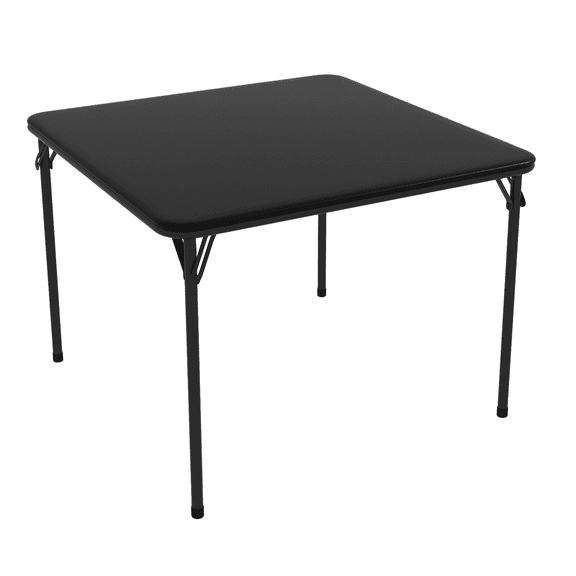 Shininglove Folding Square Table, 37" Portable Upholstery Card Table with Collapsible Legs for 4 People, Modern Black Foldable Game Table, Metal Frame Dining Table for Picnic, Party, Camping