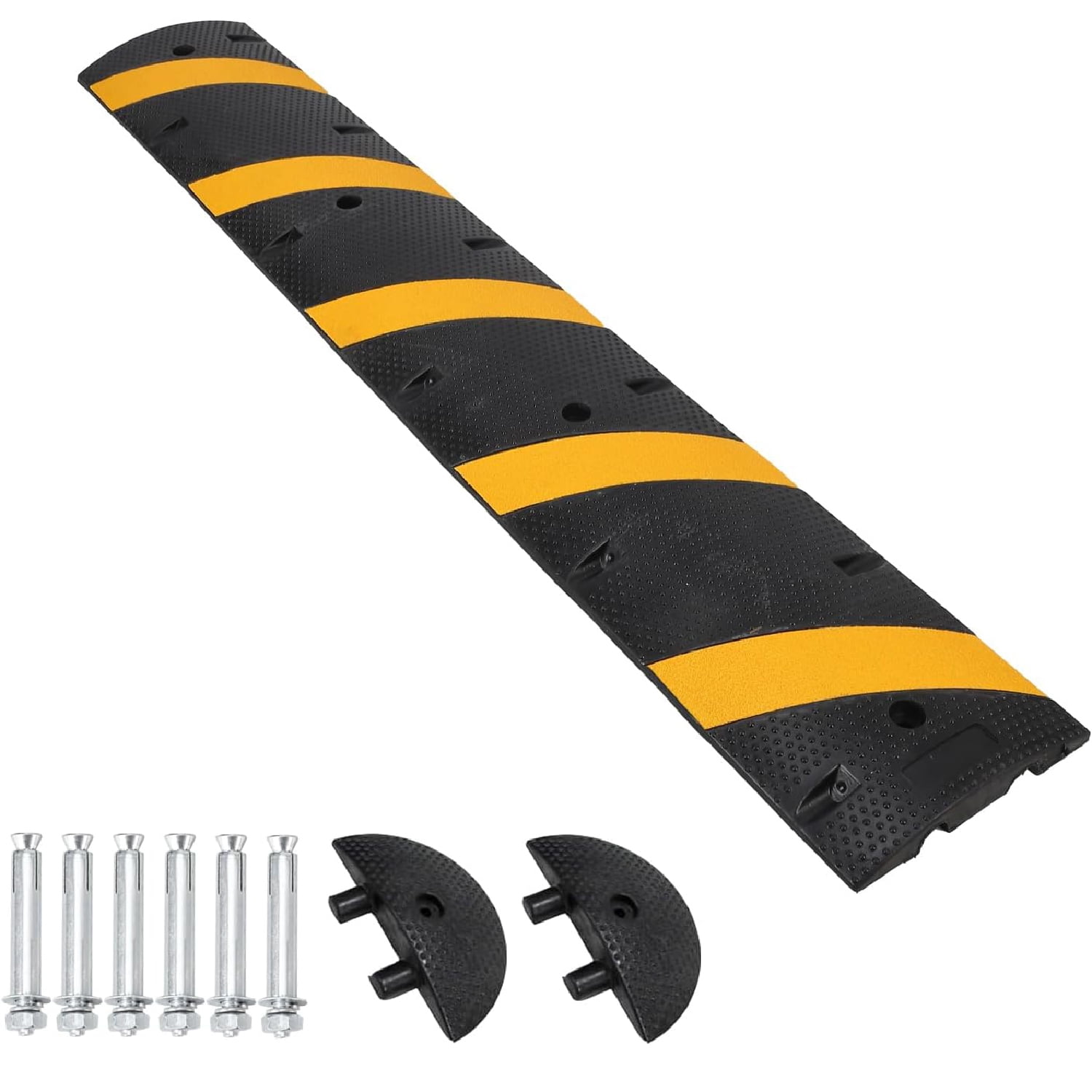 Shininglove Heavy Duty Rubber Speed Bump - 6FT with 2 Caps, 25,000 Lbs ...