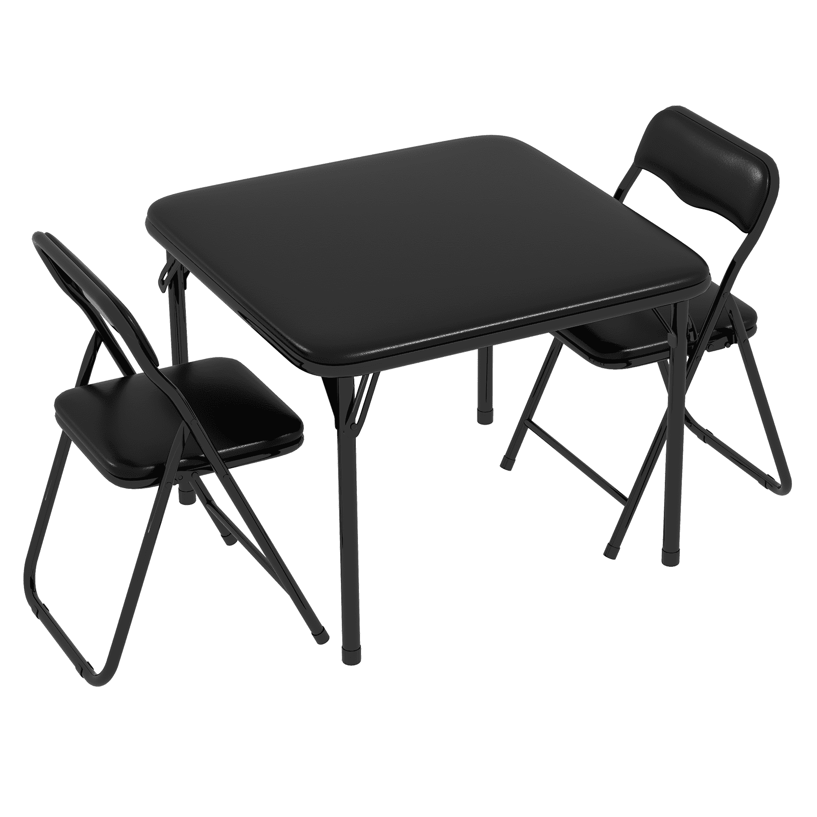 Black Vinyl Upholstered 3-Piece Folding Kids Table and Chair Set