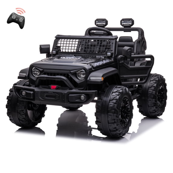 Shininglove Kids Battery Powered 2 Seats 24V Ride on Car with Remote Control Car Powerful off-Road Vehicles, Black