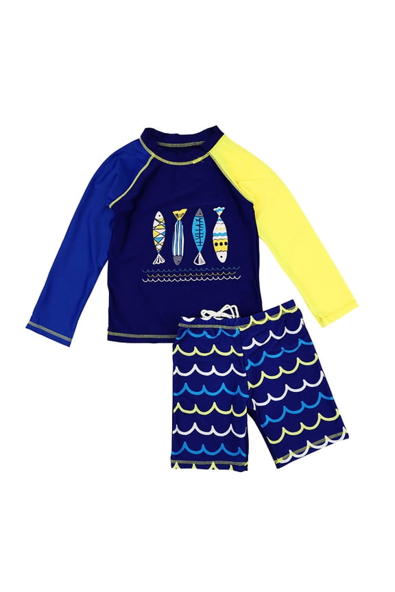 Kids Swimwear Quick Dry Sunscreen Long Sleeve Shorts Surfing Wetsuit for Boys 5-6Y/XL