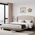 thumbnail image 1 of Shininglove King Tufted Bed Frame, Upholstered Platform Bed Frame with Wood Slat Support, Easy Assembly, No Box Spring Needed, Beige, 1 of 7