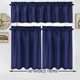 thumbnail image 1 of Shininglove Kitchen Curtain Set Light Filtering Bathroom Window Treatment, 30" x 45"+15", Navy Blue, Set of 3, 1 of 6