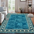 thumbnail image 1 of Shininglove Large Modern Bordered Area Rugs 9x12ft for Living Room, Machine Washable Low Pile Carpet with TPR Non-Slip Backing for Nursery Room Playroom(Teal), 1 of 8