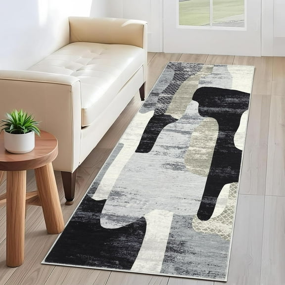 Shininglove Modern Abstract Area Rugs for Living Room, Non-Slip, Washable, Low Pile, Stain-Resistant Contemporary Indoor Carpet for Bedroom Dining Room Home Office