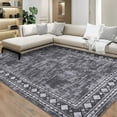 thumbnail image 1 of Shininglove Modern Bordered Area Rugs 8x10ft for Living Room, Machine Washable Low Pile Carpet with TPR Non-Slip Backing for Home Office(Grey), 1 of 7