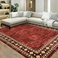 thumbnail image 1 of Shininglove Modern Bordered Area Rugs 8x10ft for Living Room, Machine Washable Low Pile Carpet with TPR Non-Slip Backing for Home Office(Red), 1 of 7