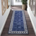 thumbnail image 1 of Shininglove Modern Bordered Runner Rugs 2x6ft, Machine Washable Low Pile Carpet with TPR Non-Slip Backing for Laundry Room Bedroom(Navy), 1 of 7