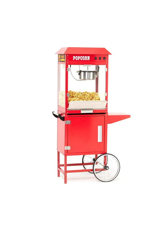 Shininglove Popcorn Maker Professional Cart, 8 Oz Kettle Makes Up to 32 Cups, Vintage Movie Theater Popcorn Machine