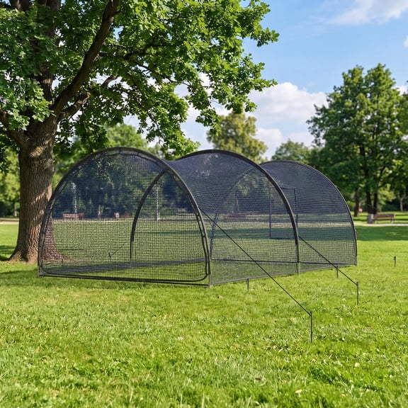 Shininglove Portable Baseball & Softball Batting Cage Net - Heavy-Duty Pop-Up Hitting & Pitching Practice, Pitching Machine Hole, Detachable Door, Indoor/Outdoor Training - 22x12x8 ft