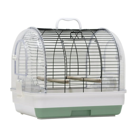 Shininglove Portable Travel Bird Cage Carrier with 2 Bowls & 2 Perches - 42x32x37cm Metal Parakeet Cage for Budgies, Cockatiels - Escape-Proof, Stackable, Detachable Tray