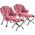 thumbnail image 1 of Shininglove Set of 2 Lazy Chair with Ottoman – Large Lounge Accent Chair with Folding Footrest, 400 lb Capacity, & Side Pocket for Living Room, Bedroom, Office, 1 of 8