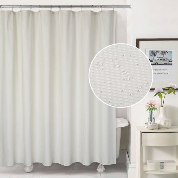 Shininglove Shower Curtains for Bathroom, Decorative Embossed Pattern, Water Repellent, Cream, 72inx78in