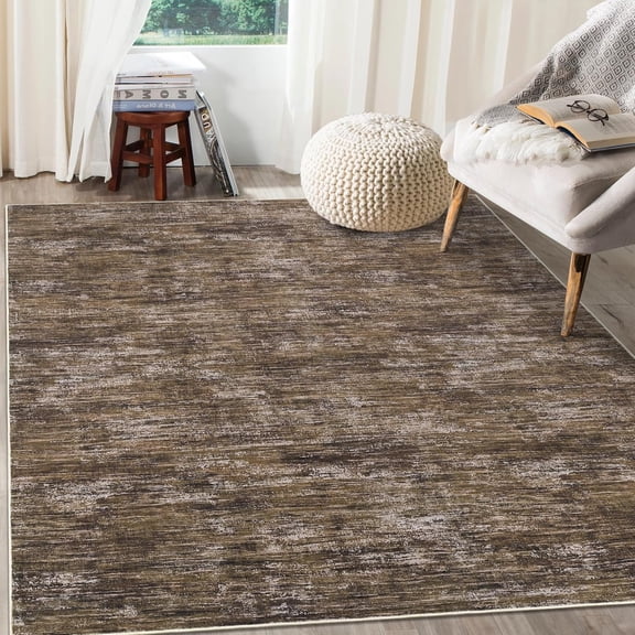 Shininglove Washable Area Rugs 6' x 9' Modern Abstract Plain Texture Living Room Carpet, Contemporary Non-Slip Accent Floor Mat for Bedroom Dining Room(Brown)