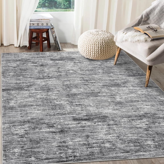 Shininglove Washable Area Rugs 8' x 10' Modern Abstract Plain Texture Living Room Carpet, Contemporary Non-Slip Accent Floor Mat for Bedroom Dining Room(Grey)