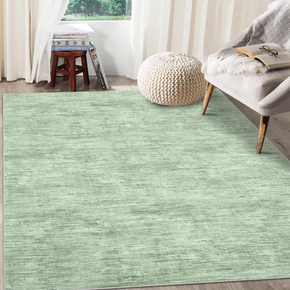 Shininglove Washable Area Rugs 9' x 12' Large Modern Abstract Plain Texture Living Room Carpet, Contemporary Non-Slip Accent Floor Mat for Playroom Nursery Room(Green)