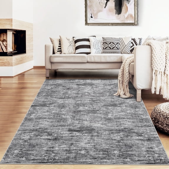 Shininglove Washable Area Rugs Modern Abstract Plain Texture Living Room Carpet, Contemporary Non-Slip Accent Floor Mat for Bedroom Dining Room