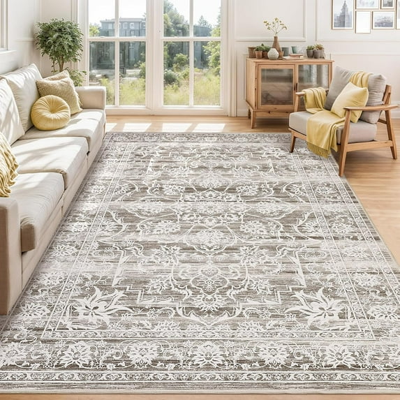 Shininglove Washable Area Rugs for Living Room Dining Home Office, Low Pile Non-Slip Carpet for Bedroom