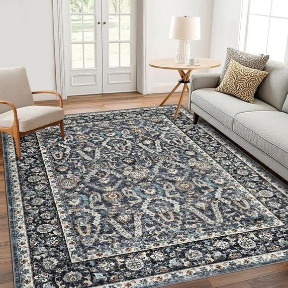 Shininglove Washable Area Rugs for Living Room Dining Home Office, Traditional Low Pile Non-Slip Carpet for Bedroom Playroom
