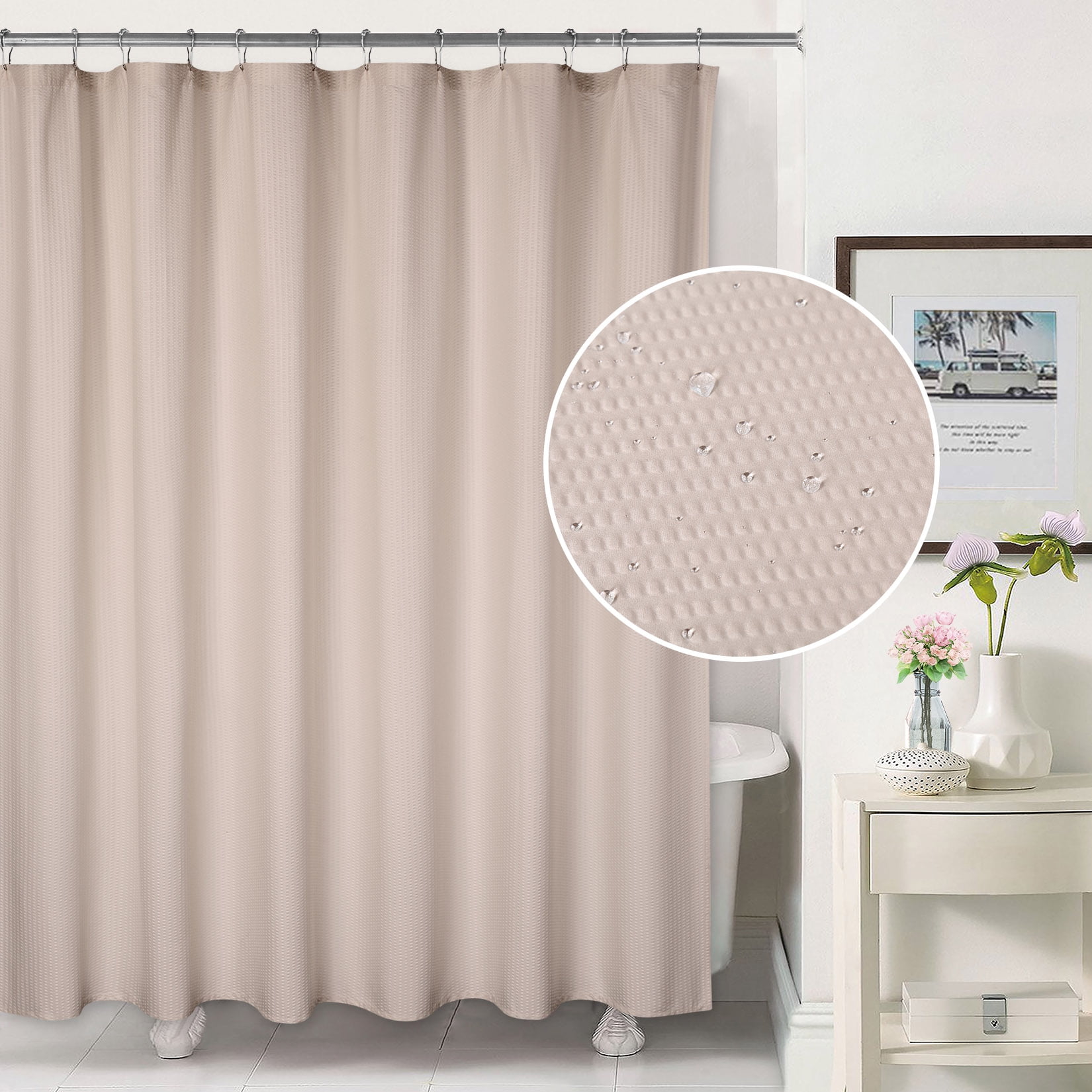 Shininglove Waterproof Shower Curtains for Bathroom, Taupe, 72inx84in ...