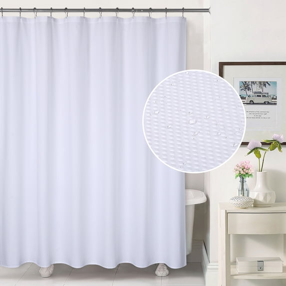 Shininglove Waterproof Shower Curtains for Bathroom, White, 72inx84in