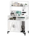 thumbnail image 1 of Shininglove Wood Cat Litter Box Enclosure Furniture with Shelf Storage & Cat Litter Mat, White, 1 of 6