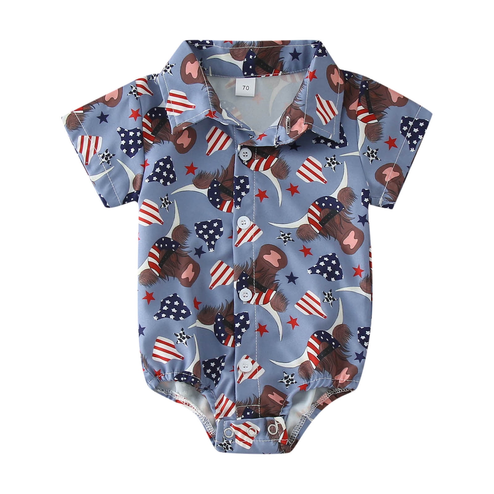 Shiningupup Boys Short Sleeve Cartoon Prints Romper Bodysuits Gentleman Clothes Gifts for