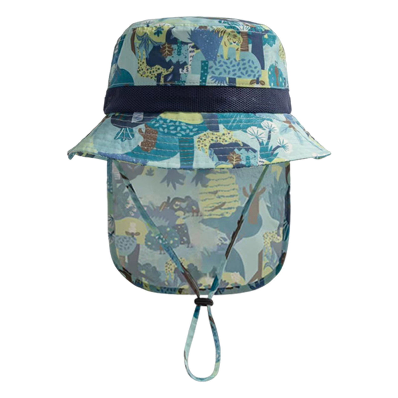 Shiningupup Toddler Bucket Hat White Kids Adjustable Chin Strap Sun