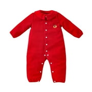 Shiningupup Unisex Baby Boy Girl Christmas Button Romper Bodysuit Solid Color Jumpsuit Outfits Clothes Baby Boy 9 12 Months Toddler Boy Clothes 4T Fall Winter