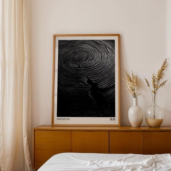 Shinjitsu Japandi Zen Tree Ring Wall Art, Unframed Paper Print Size 12x18