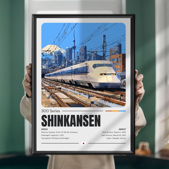 Shinkansen 300 Series Details High-Speed Train Art Japanese Railway Engineering Print, Poster Only