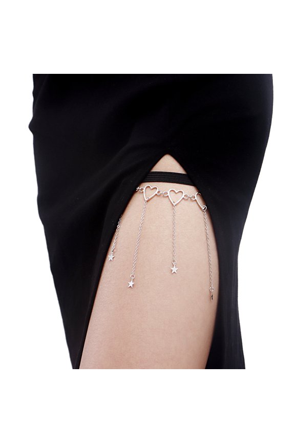Shinning Heart Star Tassel Thigh Chain Body Chain Gothic Leg Garter Belt Fashion Beach Club Rave Party Body Supplies