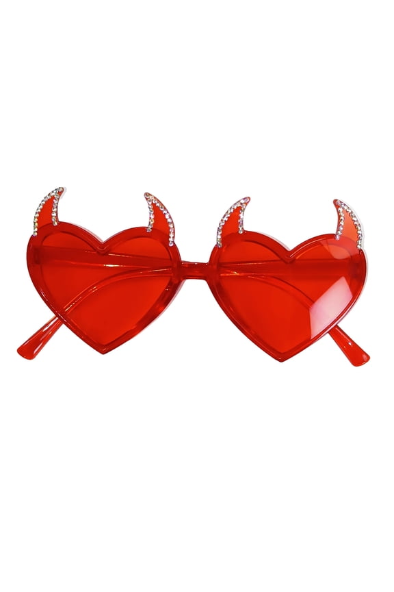 Shinning Rhinestone Sunglasses Adult Carnivals Taking Photo Glasses Seaside Party Devil Horn Heart Frame Sunglasses