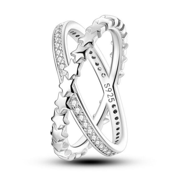 Shinning Star Orbit Criss Cross Diamond Ring 14K White Gold Over 1.5 Ct Diamond