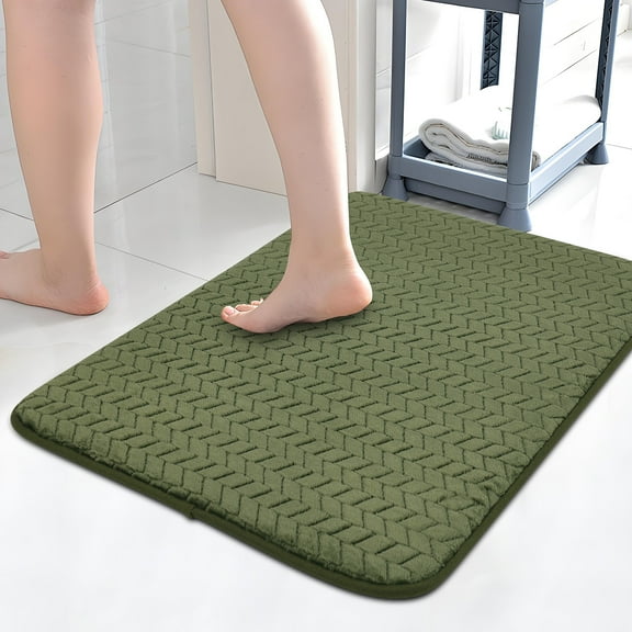 Shinnwa Bathroom Rugs Memory foam Bath Mats Super Soft Non Slip Machine Washable Bath Rugs,20"x30",Green