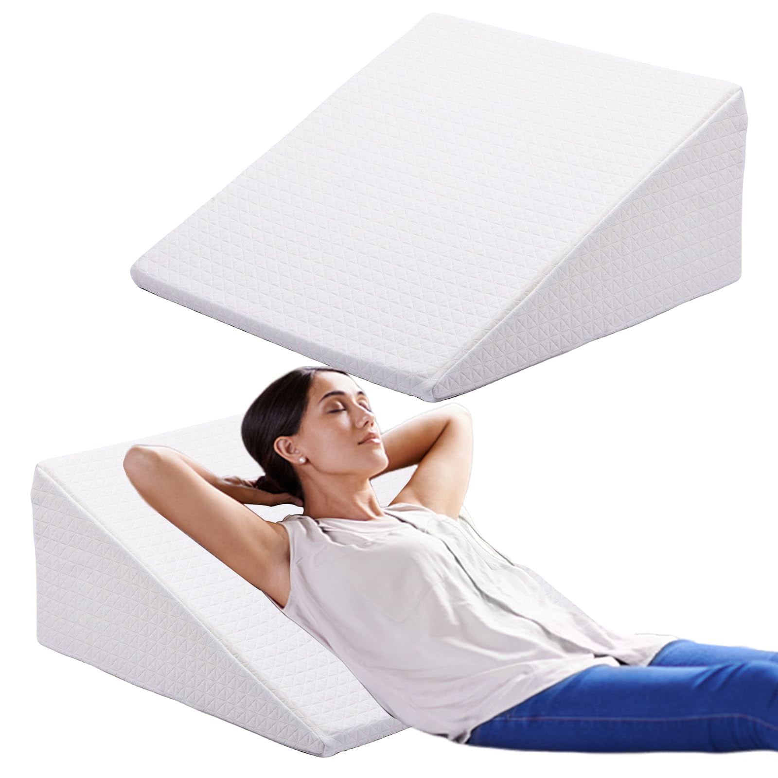 Shinnwa Bed Wedge Pillow for Sleeping 10" Elevated Support Memory Foam