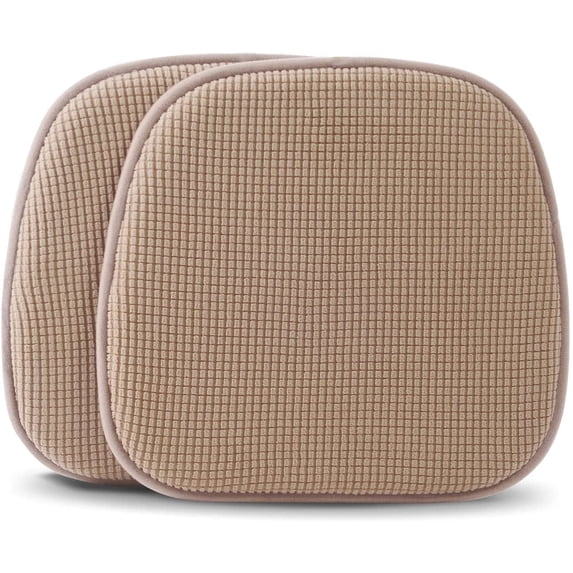 Shinnwa Kitchen Chair Cushions Set of 2 Soft Velvet Non Slip Dining Chair Pads Seat Cushions, 15 x 16 inch, Brown