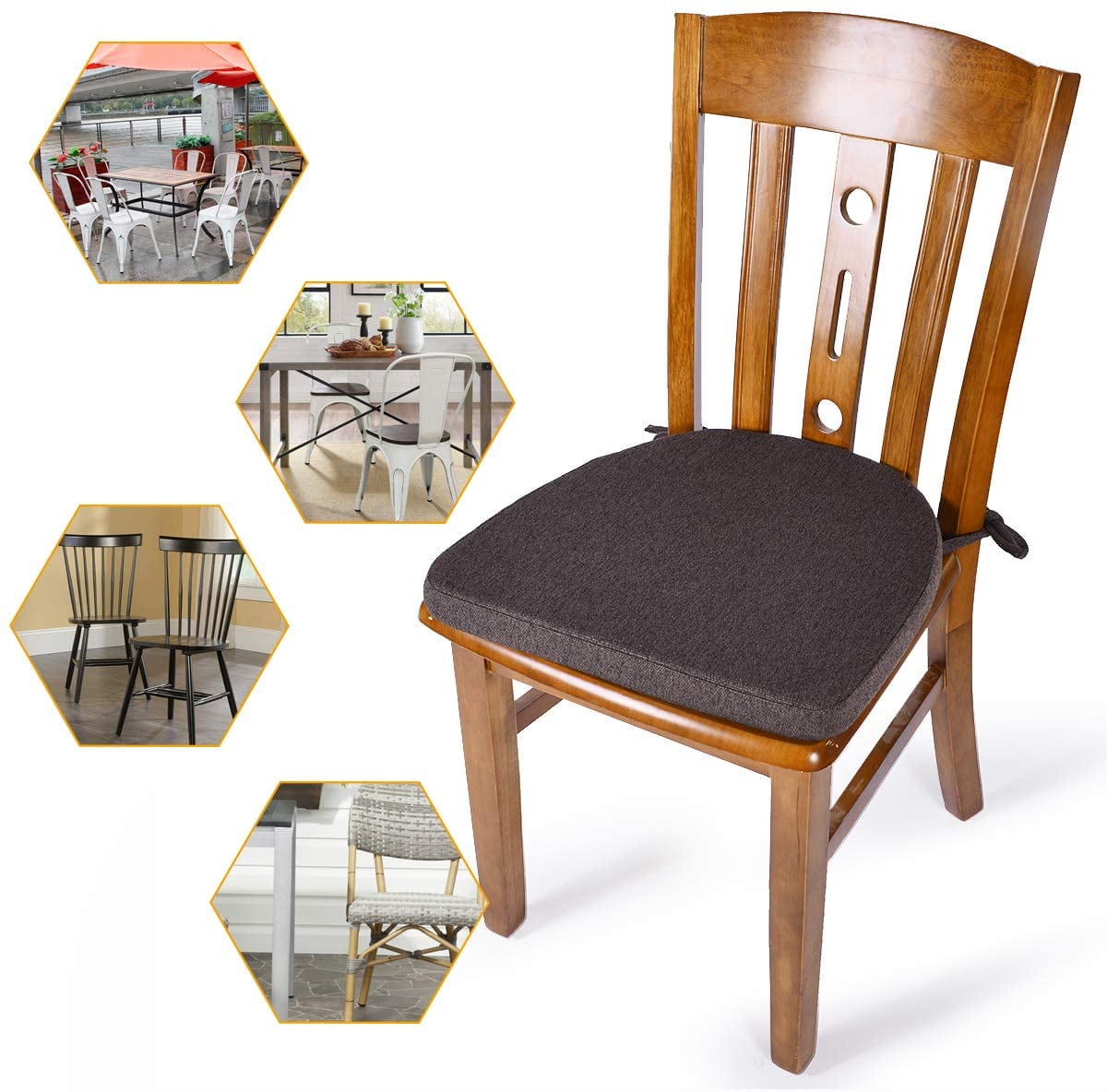 Hayden Beige Dining Chair Pads - Latex Foam Fill - Reversible