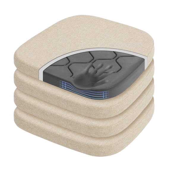 Shinnwa Chair Cushions for Kitchen Chairs Set of 4 Memory Foam Comfy Dual-Layer Non Slip Seat Cushions, 17" X 16", Beige