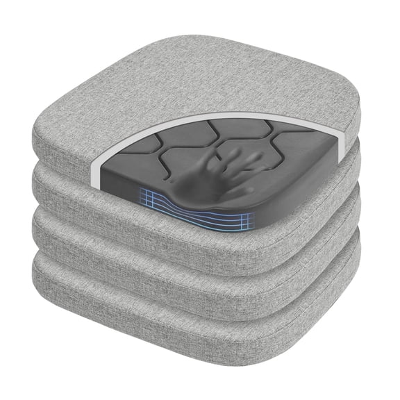 Shinnwa Chair Cushions for Kitchen Chairs Set of 4 Memory Foam Comfy Dual-Layer Non Slip Seat Cushions , 17" x 16", Gray