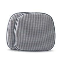Shinnwa Chair Cushions Set of 2 Non Slip U-Shaped Seat Cushion Pads for Kitchen Dining Room Soft Plaid Velvet Cover, 15 x 16 inches, Gray