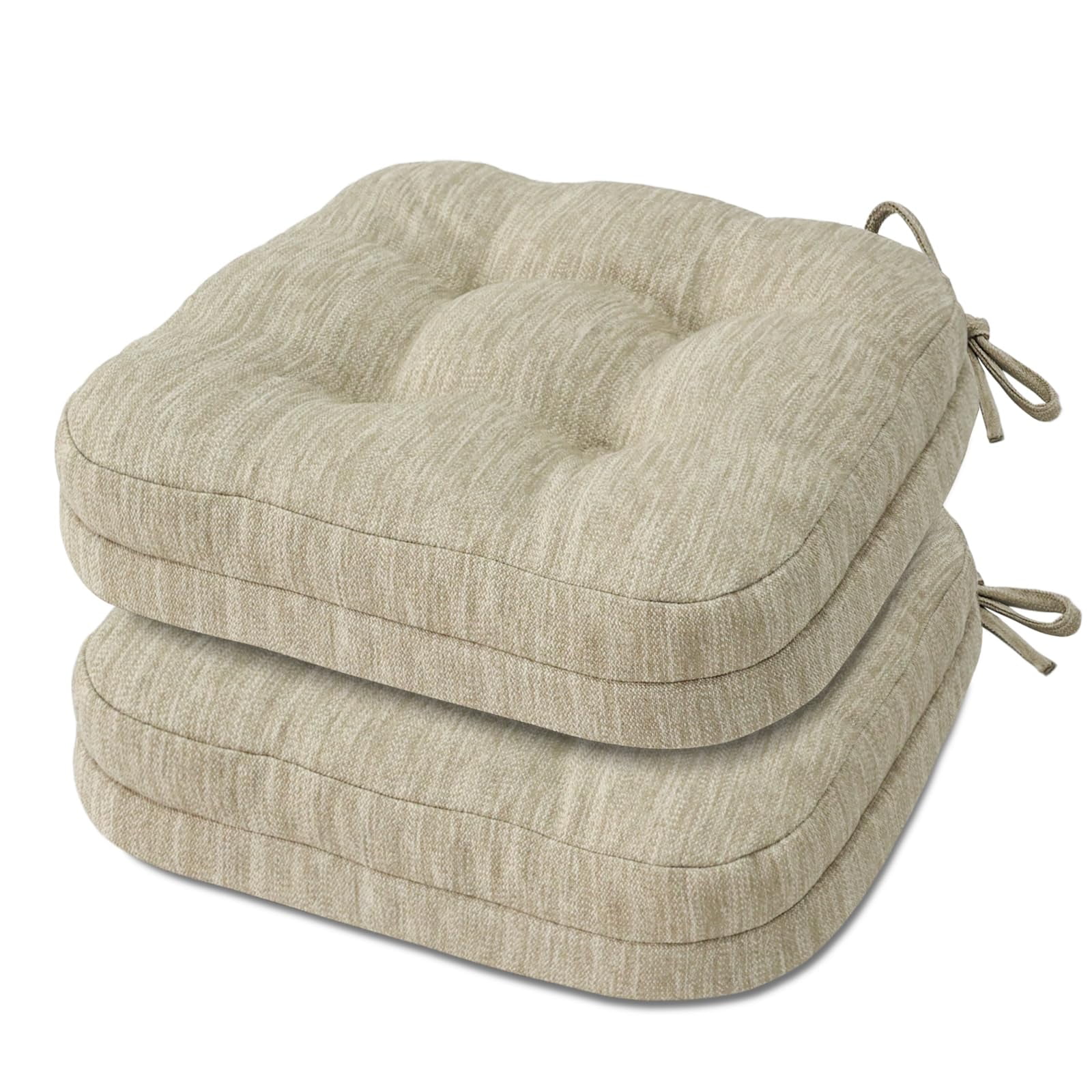 Shinnwa Chair Cushions with Ties 3.5 Thick Tufted Dual Layer Chair Pads Set of 2 Comfy Seat Cushions for Kitchen Dining Chairs 16.5 X 16.5