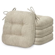 Shinnwa Chair Cushions 3.5" Thick Tufted Memory Foam Kitchen Chair Cushions Set of 4 Dual-layer Indoor Seat Cushions, 16.5" X 16.5", Non-Slip, Beige