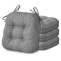 Shinnwa Chair Cushions with Ties 3.5" Thick Tufted Memory Foam Chair Pads Set of 4 Dual-layer Comfy Seat Cushions for Kitchen Dining Chairs, 16.5" X 16.5", Patent Design, Non-Slip Bottom, Gray