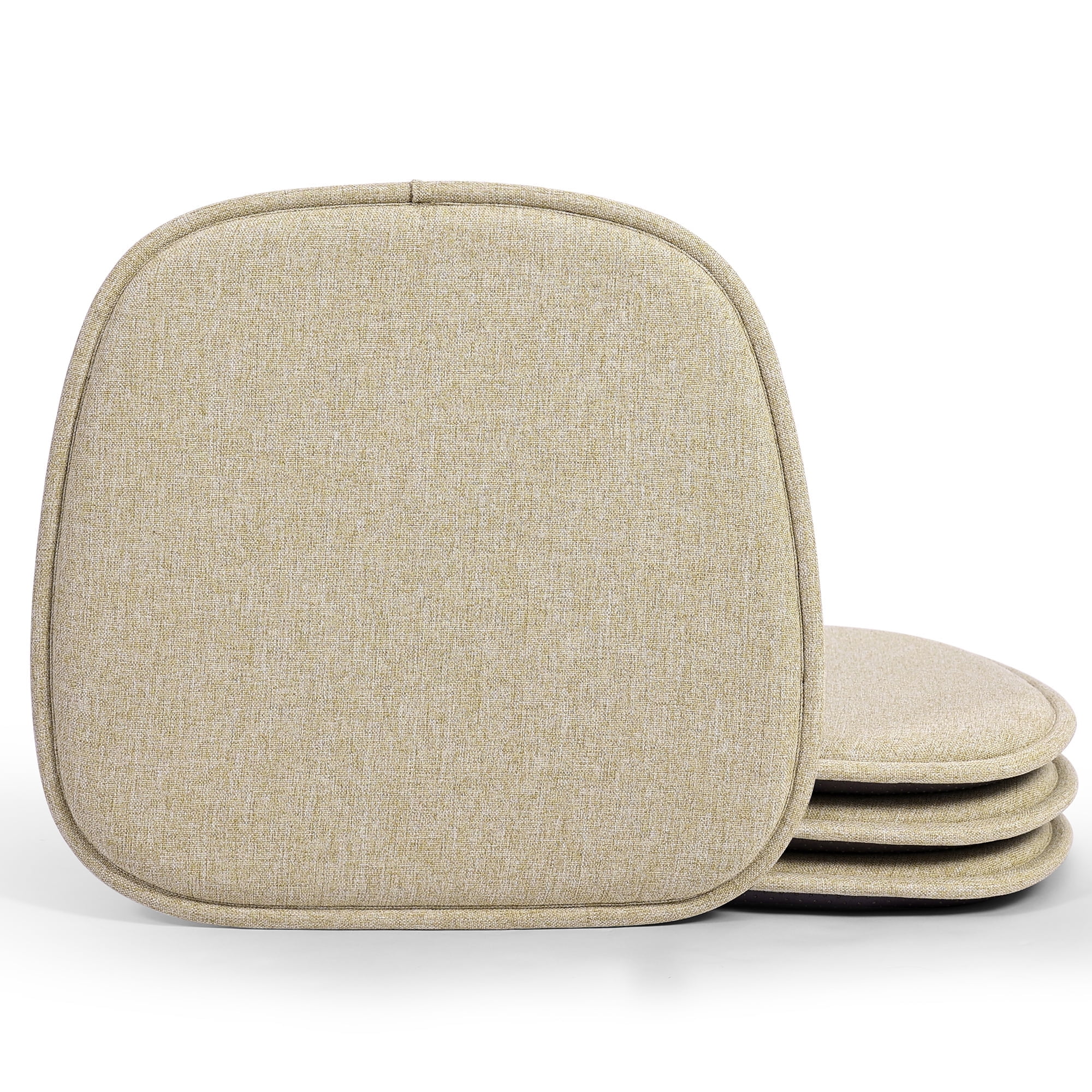 Beige U-Shaped Velvet Indoor Dining Chair Cushions Set of 4