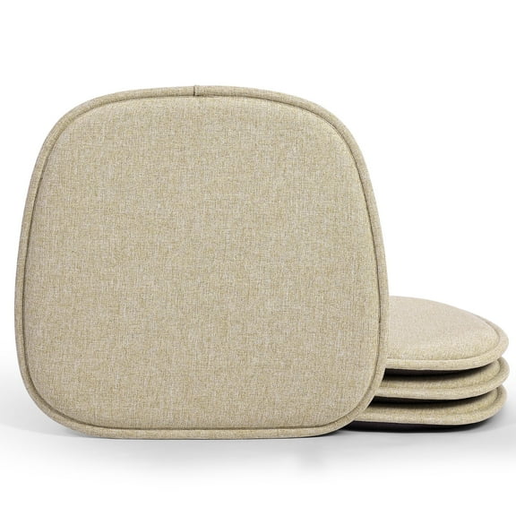 Shinnwa Chair Cushions for Dining Chairs Set of 4 Comfortable Kitchen Chair Pads Slip Resistant Backing Washable Seat Cushions,15" x 16",Beige
