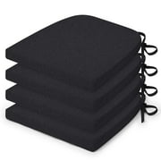 Shinnwa Chair Cushions for Kitchen Chairs Set of 4 Dining Chair Pads with Ties U Shaped Non Slip Back Removable Cover 16" x 16.5" Black