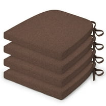 Shinnwa Chair Cushions for Kitchen Chairs Set of 4 Dining Chair Pads with Ties U Shaped Non Slip Back Removable Cover 16" x 16.5" Brown