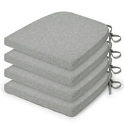 Shinnwa Chair Cushions for Kitchen Chairs Set of 4 Dining Chair Pads with Ties U Shaped Non Slip Back Removable Cover 16" x 16.5" Gray